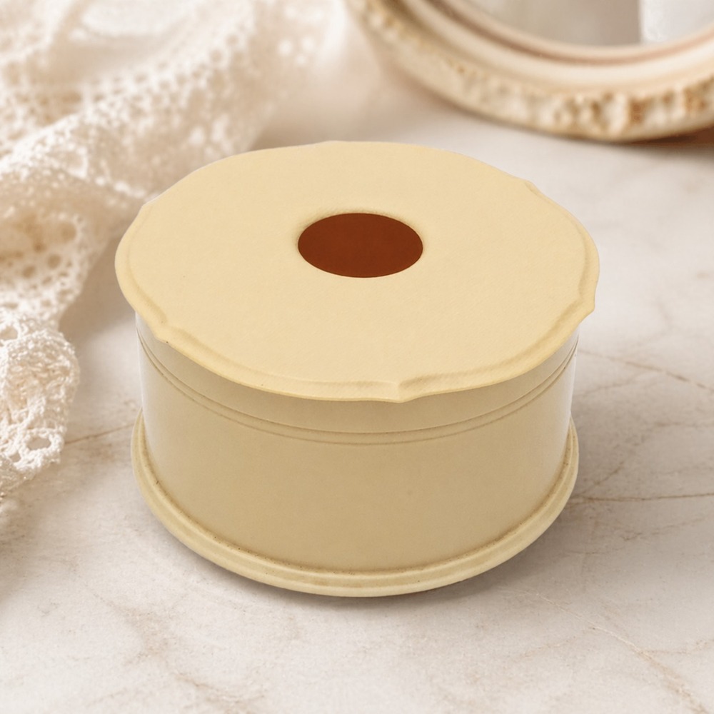 Vintage Ivory Celluloid Hair Receiver Vanity Dresser Accessory 4" Cottage